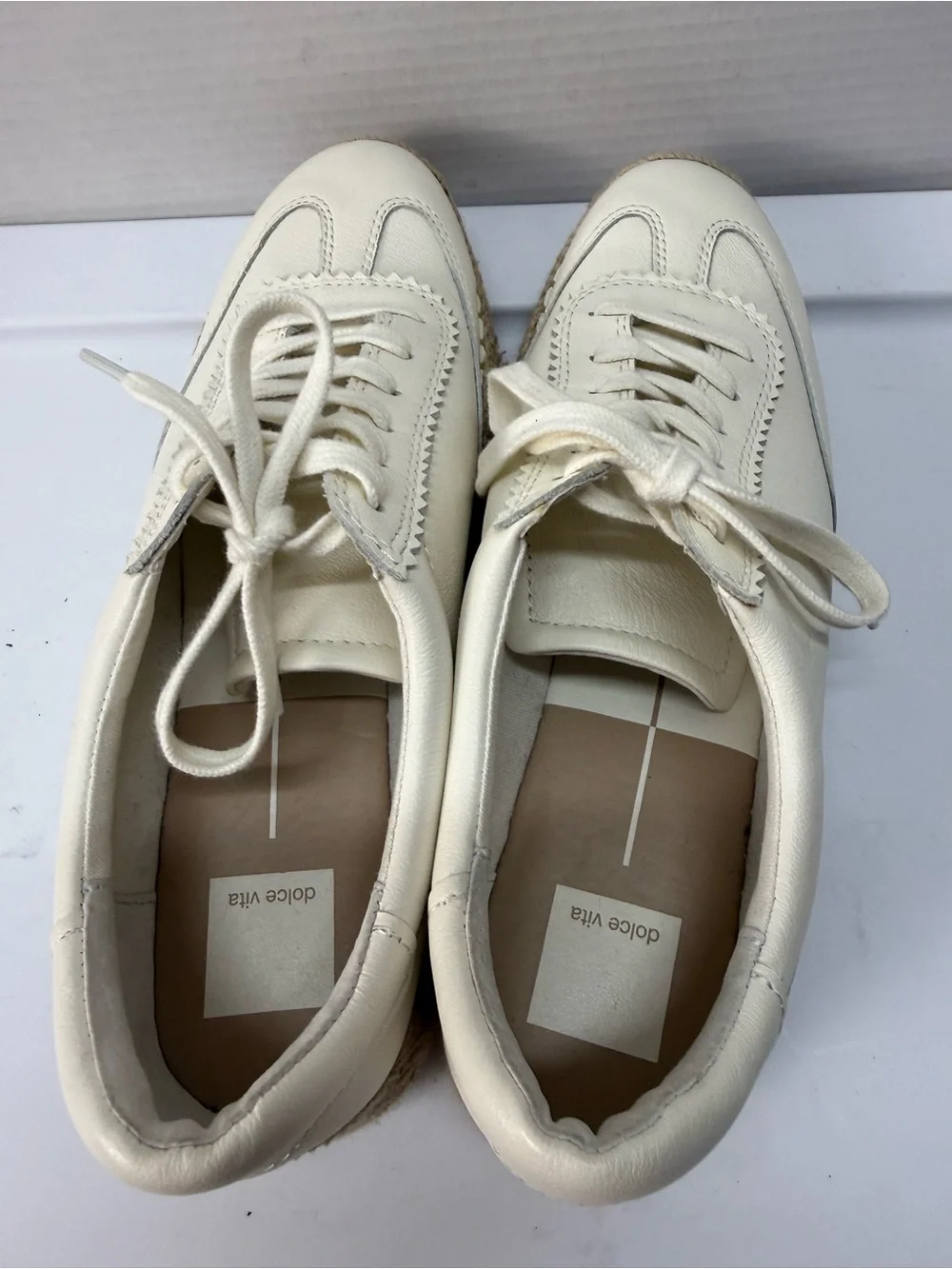 Dolce Vita Jaja Lace Up Espadrille Platform Sneakers NEW Cream/White Size 9.5